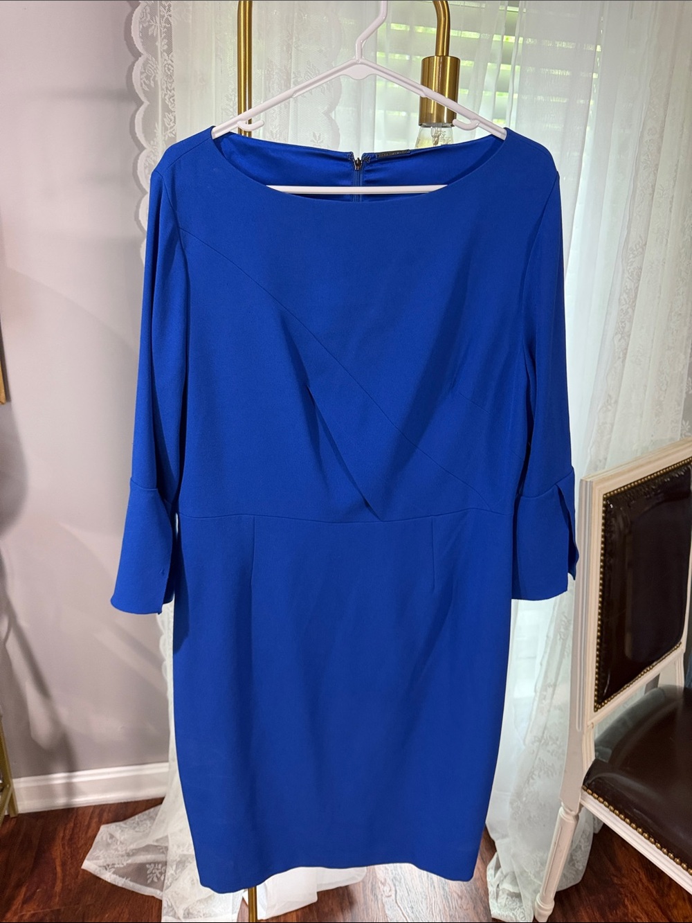 Elie Tahari Royal Blue Boatneck Midi Sheath Dress